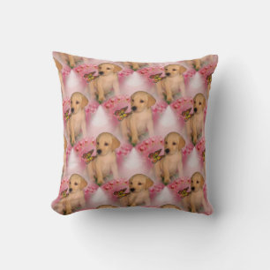 Yellow Lab Puppy Butterfly Animal Pattern Cushion