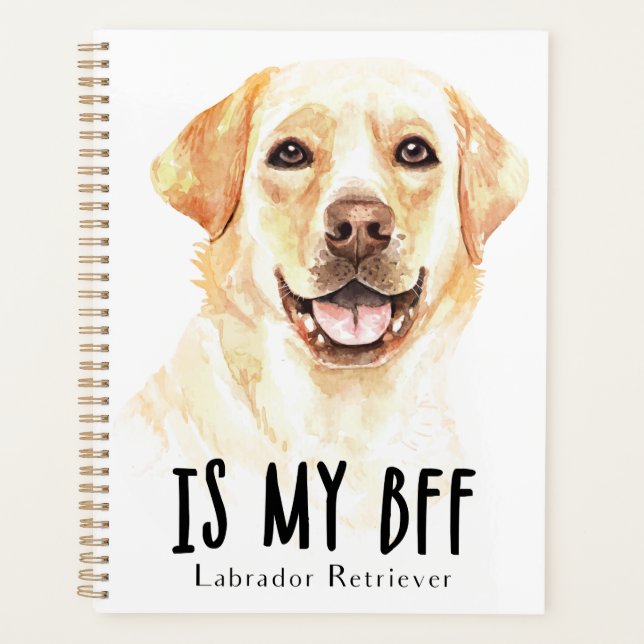 Yellow Lab Puppy Dog Watercolor Labrador Retriever Planner (Front)