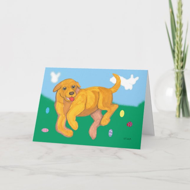 Yellow Lab puppy Easter Holiday Card (Front)