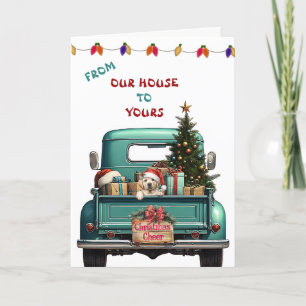 Yellow Lab Puppy Farm Truck Christmas Card