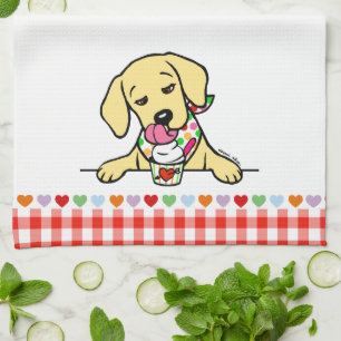 Yellow Lab Puppy Ice Cream Tea Towel