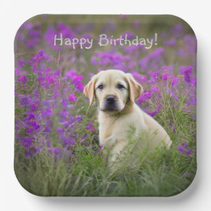 Yellow Lab Puppy Paper Plate