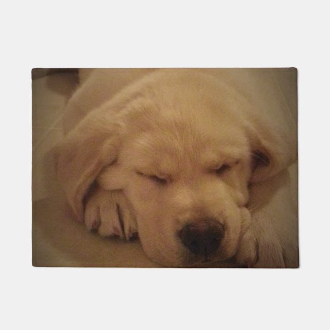 Yellow Lab Puppy Sleeping Doormat (Front)
