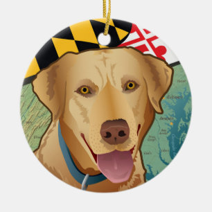 Yellow Lab Retriever of Maryland Ceramic Tree Decoration