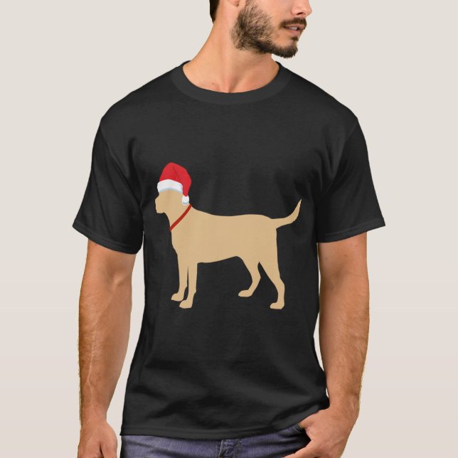 Yellow Lab Santa Hat Cute Labrador Christmas T-Shirt (Front)