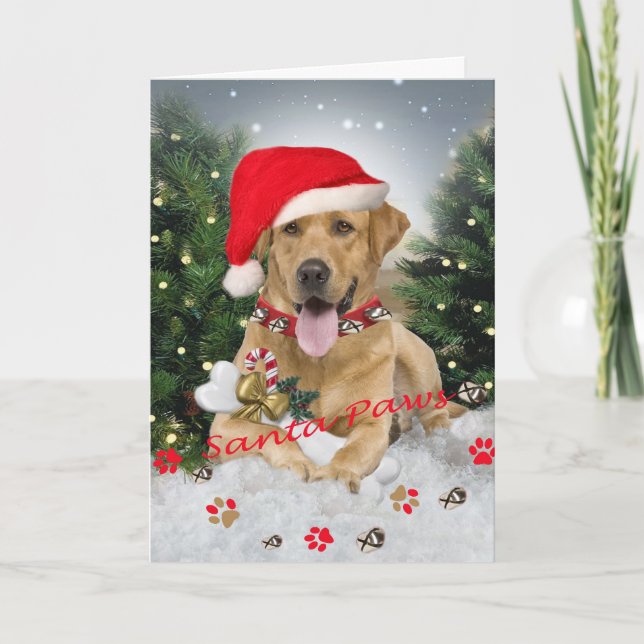 Yellow Lab Santa Paw Card (Front)