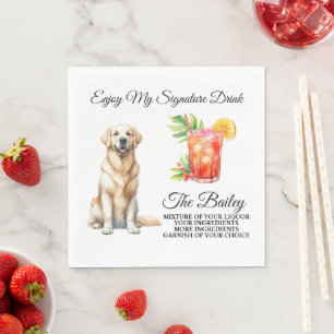 Yellow Lab Signature Drink Wedding Pet Napkin