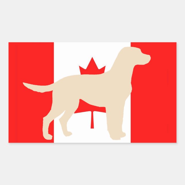Yellow Lab Silhouette on Flag Rectangular Sticker (Front)