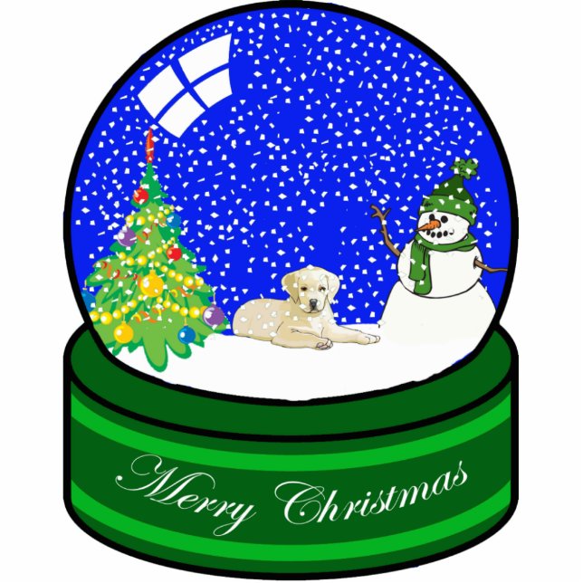 yellow lab snow globe photo sculpture decoration (Front)
