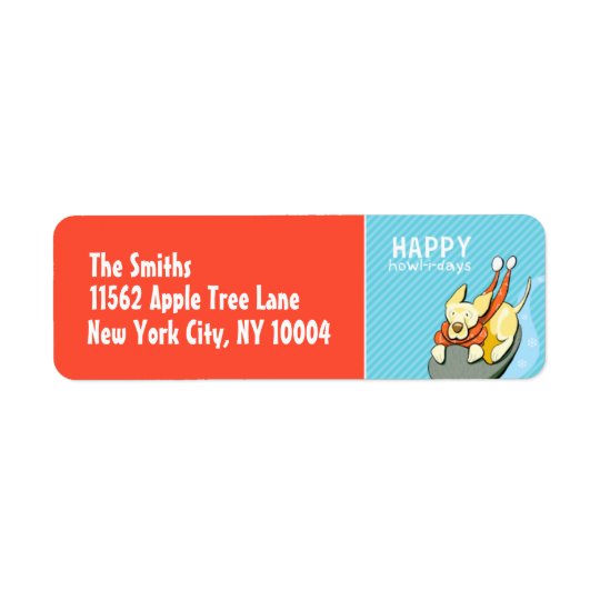 Yellow Lab Snow Sled Modern Christmas Return Address Label