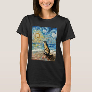 Yellow Lab Starry Night Beach Sunset Labrador Dog T-Shirt