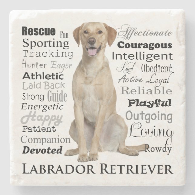 Yellow Lab Traits Stone Coaster (Front)