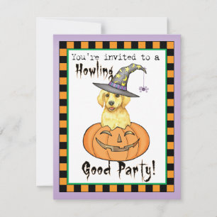 Yellow Lab Witch Invitation