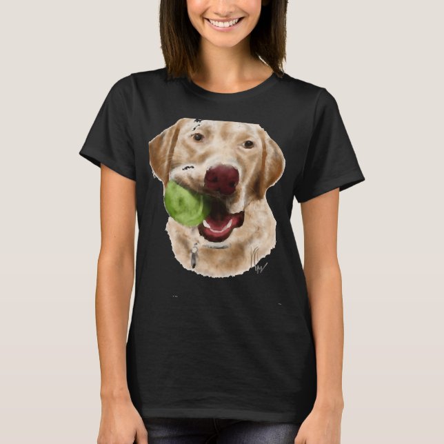 Yellow Lab With A Green Ball T-Shirt (Front)