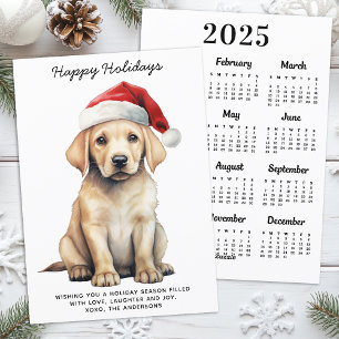 Yellow Labrador 2025 Calendar Dog Lover Christmas  Holiday Card