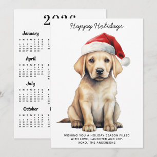 Yellow Labrador 2027 Calendar Dog Lover Christmas Holiday Card