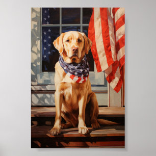 Yellow labrador 4th of july poster