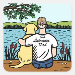 Yellow Labrador and Dad Square Sticker