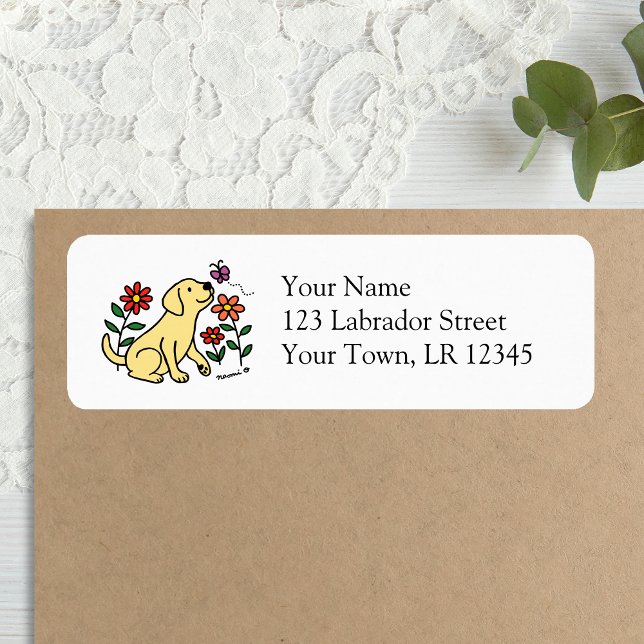 Yellow Labrador and Green (Yellow Labrador and Green Return Address Labels for Labrador Owners.  Cute Lab cartoon Design.)