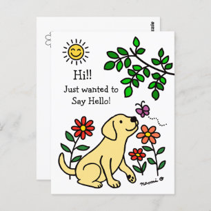 Yellow Labrador and Green Hi Postcard
