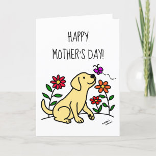 Yellow Labrador and Green Mother's Day Card