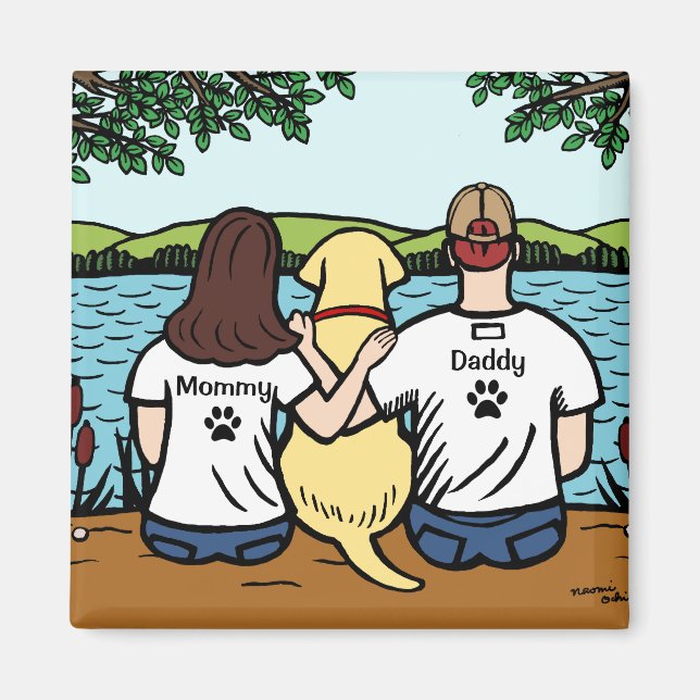 Yellow Labrador and Mum and Dad Long Magnet (Front)