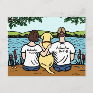 Yellow Labrador and Mum and Dad Postcard