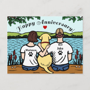 Yellow Labrador and Mum and Dad Postcard