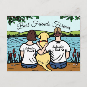 Yellow Labrador and Mum and Dad Postcard