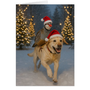 Yellow Labrador and Partridge Christmas card