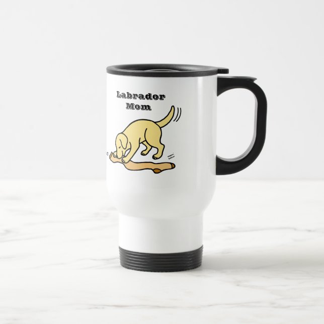 Yellow Labrador and Stocking Travel Mug (Right)