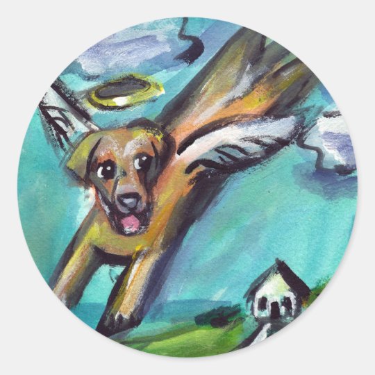 yellow labrador angel classic round sticker