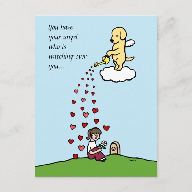 Yellow Labrador Angel with Love Postcard (Front)