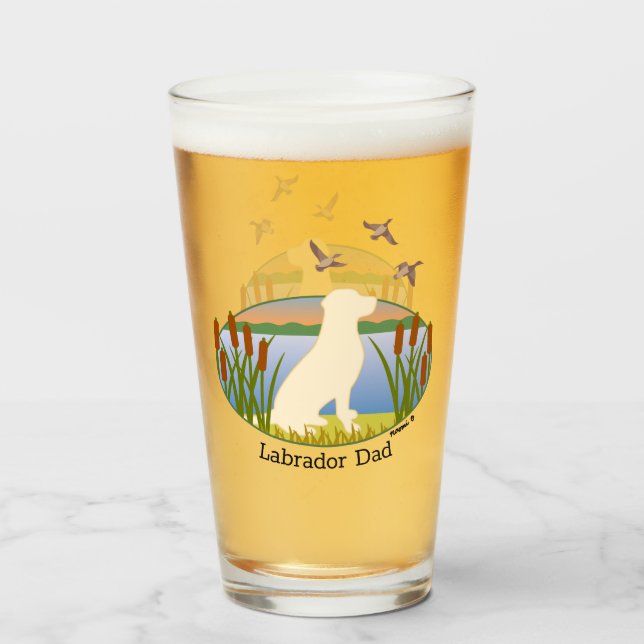 Yellow Labrador Bird Dog Sunset Glass (Front Filled)