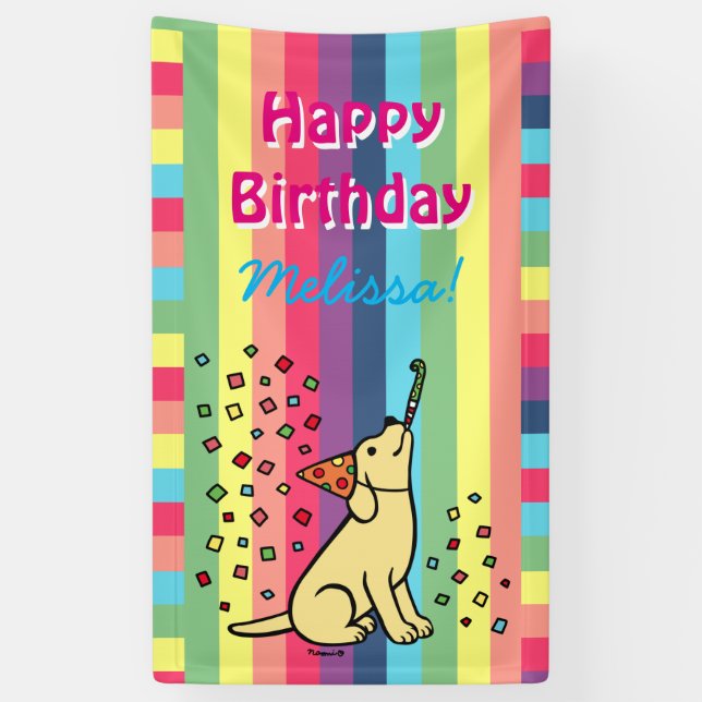 Yellow Labrador Birthday Party Confetti Banner (Vertical)