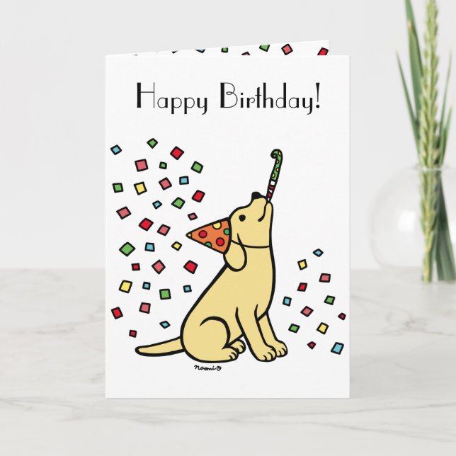 Yellow Labrador Birthday Party Confetti Card (Front)
