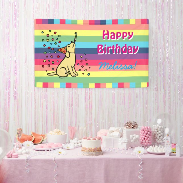 Yellow Labrador Birthday Party Confetti Horizontal Banner (Party)