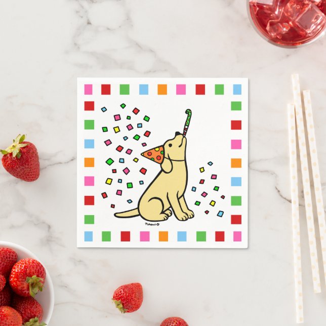 Yellow Labrador Birthday Party Confetti Napkin (Insitu)