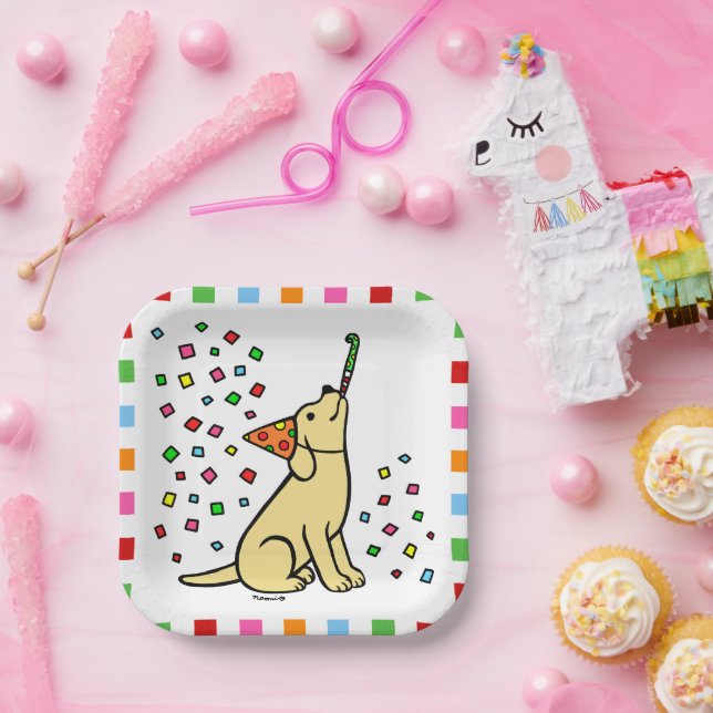Yellow Labrador Birthday Party Confetti Paper Plate (Party)