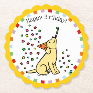 Yellow Labrador Birthday Party Paper Coasters