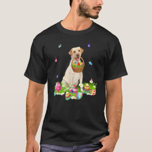 Yellow Labrador Bunny Dog With Easter Eggs Basket T-Shirt