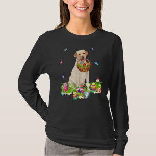 Yellow Labrador Bunny Dog With Easter Eggs Basket T-Shirt