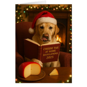 Yellow Labrador  'Cheese Tax' Christmas card