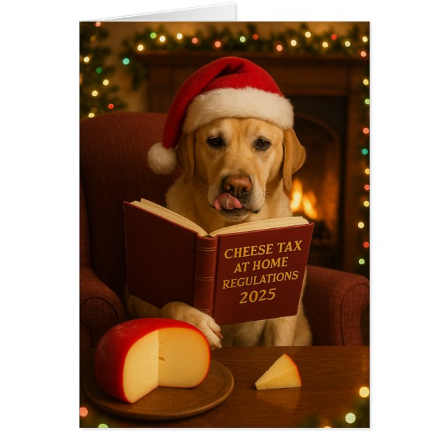 Yellow Labrador Cheese Tax Christmas Holiday card (Front)