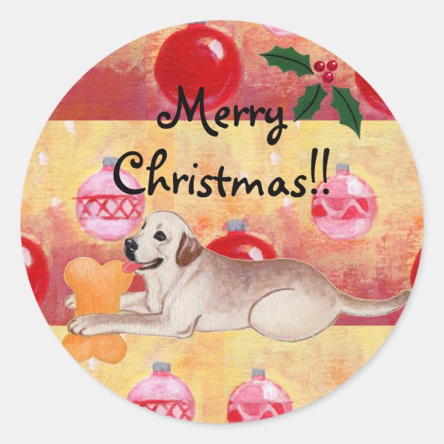 Yellow Labrador Christmas Ornaments Stickers (Front)