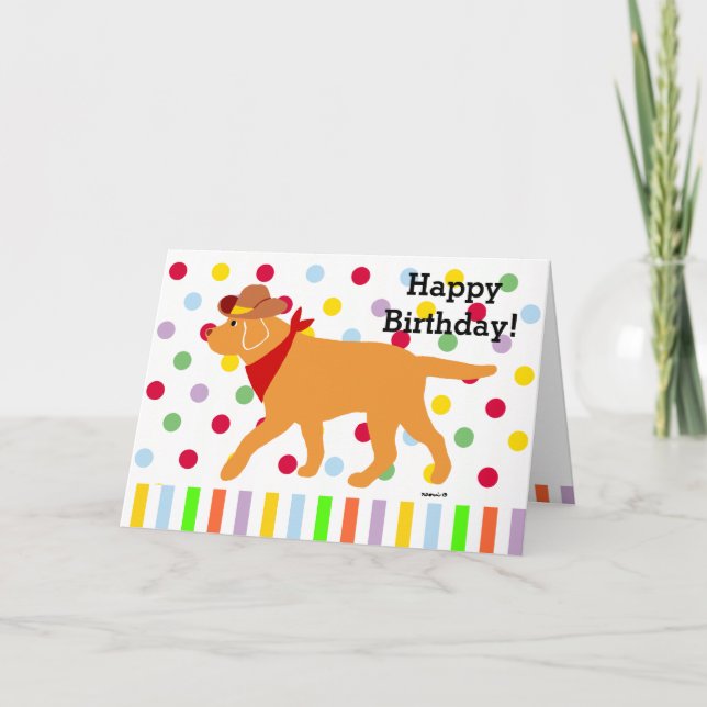 Yellow Labrador Cowboy Cartoon Card (Front)