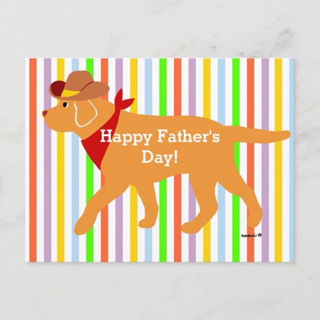 Yellow Labrador Cowboy Cartoon Postcard (Front)