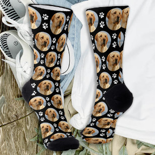 Yellow Labrador Custom Photo Paw Prints Dog Lover Socks