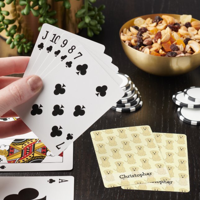 Yellow Labrador Dog Design Any Colour Background Playing Cards (In Situ)