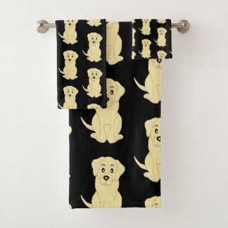 Yellow Labrador Dog Design Bath Towel Set